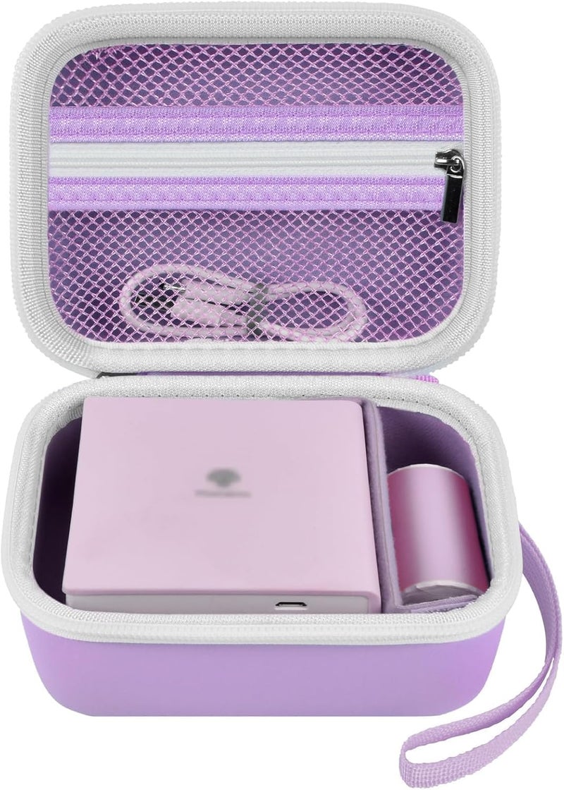 Grapsa Sticker Printer Case for Memoking T02/ for ETIKEZ PM290C/ for Nelko PM230/ for Phomemo M02/ T02/ Q30S Mini Pocket Printer Machine. Holder for Label Maker, Thermal Paper, USB Cable (Box Only) -Purple - Image 1